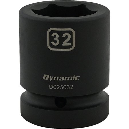 DYNAMIC Tools 32MM X 1" Drive, 6 Point Standard Length, Impact Socket D025032